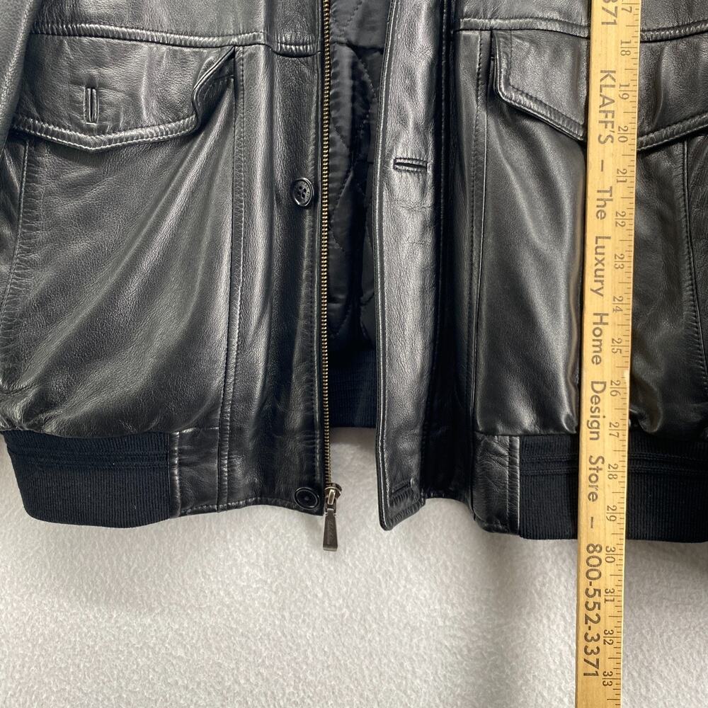 BROOKS BROTHERS Jacket Men XL Leather Motorcycle Bomber Quilted Super Soft Black - Picture 12 of 14